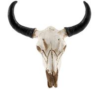 Kueohse RéSine Longhorn Vache TêTe de Crâne Tenture Murale DéCor 3D Animal Faune Sculpture Figurines Artisanat Cornes pour Halloween DéCor