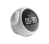Kueohse Réveil Numérique à LED pour Chambre d'enfant, avec Fonction Alarme et Mode Expression Mignon, Fonction de Somnolence, Veilleuse Activée par la Voix, Couleur Blanc Glacier.