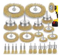 Kueohse Roue Métallique pour Perceuse, Tige de Foret 1/4 Pouce, Roue Métallique en Laiton de 3 Pouce pour L'Élimination de la Rouille de la Perceuse, Foret à Brosse Métallique Robuste