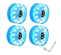 Kueohse Roues de Roller avec Clé Roues de Skateboard Roues de Roller Extérieures Roues Lumineuses pour Roller Roues Vives à Six Lumières pour Roller à Double Rangée Roues Brillantes Bleues