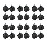 Kueohse Roulette Pivotante en Plastique 8mm Tige Filetee Diametre de Roue de 1,5 Pouces 24 Pcs Noir
