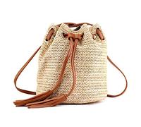 Kueohse Sac à bandoulière en tissu pour femme - Sac de plage d'été avec pompons - Sac à bandoulière pour femme - Tissage de trésorerie - Sac à main de plage tricoté