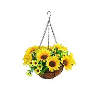 Kueohse Simulation Fleur Panier Suspendu Paniers Suspendus Guirlandes Maison Fleurs pour Patio Pelouse Jardin Décor, pour la Décoration D'Extérieur et D'Intérieur-Jaune