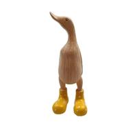 Kueohse Statue de Canard en Résine, Sculpture de Jardin, Canards de Dessin Animé Mignons Portant des Bottes en Caoutchouc à Pois, Figurine Porte- Jaune-S