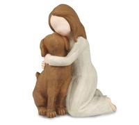 Kueohse Statues de Figurines Love My Dog, Cadeaux Commémoratifs D'Amitié Chien, Figurines Sculptées Peintes à la Main pour Les Amoureux des Chiens Marron, Installation Facile