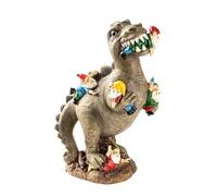 Kueohse Statues de Jardin de Nains de Dinosaures, Décoration Extérieure, Cadeaux d'anniversaire pour Maman, Sculptures de Dinosaures Mangeant des Gnomes Faciles à Utiliser 15 X 10 X 7 cm