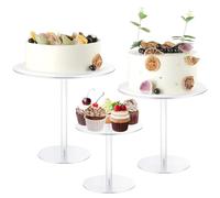 Kueohse Support à Gâteau en Acrylique, Support à Gâteau Transparent Rond Haut pour Présentation de Table à Dessert, pour Mariage, Événement, Fête D'Anniversaire, Installation Facile, Facile à Utiliser