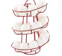 Kueohse Support à Œufs de Cuisine, Panier à Œufs en Spirale, Support de Stockage D'Œufs Pratique en Fer, Support de Rangement Rouge