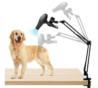 Kueohse Support de Sèche-Cheveux pour Chien, Support de Sèche-Cheveux pour Animaux de Compagnie Mains Rotatif à 360 °, avec Pince Réglable, Convient à la Plupart des Sèche-Cheveux