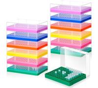 Kueohse Support de Tubes Industriel pour Laboratoire, 12 Pièces, pour Microtubes de 0,2 ML, 96 Trous, 8 X 12, avec Couvercle