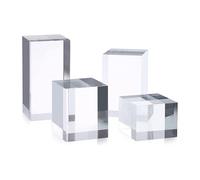Kueohse Supports D'Exposition en Cube Acrylique (4 Pièces), Accessoires Photo Transparents Carrés Polis, Blocs D'Exposition Solides.