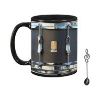 Kueohse Tasse à Tambour Vintage Noire 11 Oz, Tasse à Thé, Café, Jus de Fruit, Tasse à Eau, Verres à Boire pour ou Le Bureau, Tasse en Céramique, Cadeaux de Batterie pour