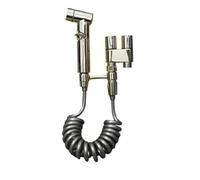 Kueohse Toilette Domestique en Acier Inoxydable avec Buse Pressurisée, Bidet à Main avec Buse Pressurisée à Double Sortie, Vanne d'angle à Double Sortie et Buse Pressurisée - Couleur Argent.