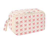 Kueohse Trousse Mignonne pour Filles, Sac Zippé en Velours Côtelé Esthétique avec Compartiments, Grande Trousse à Crayons E.