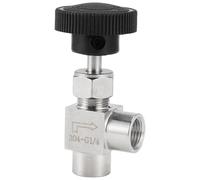 Kueohse Vanne à aiguille réglable avec filetage intérieur à angle droit SS304 1/4 pour eau, gaz, huile