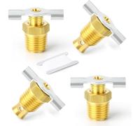 Kueohse Vanne de Drainage de Remplacement en Laiton 1/4" NPT Mâle 4 Pièces Style Aile avec Poignée de Drainage à Aile pour Compresseurs D'Air