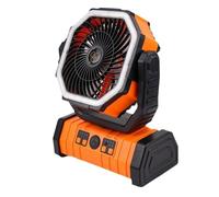 Kueohse Ventilateur à Batterie Rechargeable 20000 MAh avec Crochet et Lumière LED Brillante, Télécommande, Minuterie, Oscillation Automatique, Ventilateur sans, Orange