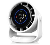 Kueohse Ventilateur de Bureau et Silencieux, Ultra Silencieux, à Affichage Numérique, Montable au Mur, Rechargeable par USB, pour, Le Bureau, Les Voyages, Le Camping. Blanc.