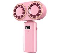 Kueohse Ventilateur Portable à Main avec Chargement USB, Batterie Rechargeable et Affichage Numérique - Rose