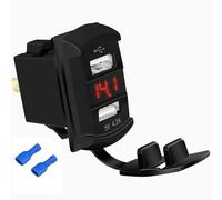 Kueohse Voltmètre Numérique USB Marine pour Interrupteur à Bascule 12V Ports de Chargeur Double 4.2A Prise de Sortie Imperméable pour Panneau de Commutateur Rocker Rouge