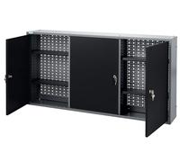 Küpper 70099 Armoire murale à 3 portes, 4 étagères, 3 parois arrière perforées, 120 x 60 x 20 cm (noir)