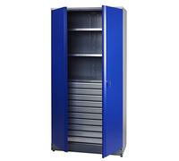 Küpper Armoire à matériel/Armoire Haute 70597, 91x180x45cm, 2 étagères Stables de 75 kg chacune, 10 tiroirs sur roulements à Billes