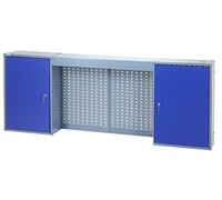 Küpper Armoire Murale 70400 de 160 cm de Large, avec étagères, Portes verrouillables et parois arrière perforées (Bleu Outremer)
