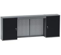 Küpper Armoire murale 70409 de 160 cm de large, avec étagères, portes verrouillables et parois arrière perforées (noir)