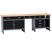 Küpper Établi 12289 bleu outremer - 240 x 84 x 60 cm - 6 tiroirs, 2 portes - Charge maximale : 300 kg - Plan de travail en hêtre massif de 30 mm - Noir - 240 x 84 x 60 cm