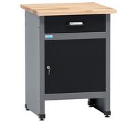 Küpper Établi 12399 - 60 x 84 x 60 cm - 1 tiroir, 1 porte - Charge maximale : 300 kg - Plan de travail en hêtre massif de 30 mm - Noir