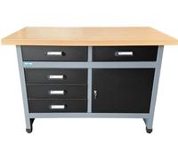 Küpper Établi pour imprimante 3D, 120 x 84 x 60 cm, 5 tiroirs, 1 porte, charge maximale : 300 kg, plaque de placage massif