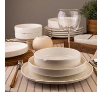 Kütahya Porselen Chef Taste Of Service de table 18 pièces en porcelaine pour 6 personnes Design moderne avec encoches Blanc Passe au lave-vaisselle