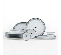 Kütahya Porselen Zeugma - Service Petit Déjeuner 14 Pièces pour 6 Personnes - Ensemble en Porcelaine Élégante - Motif Good Day - Compatible Lave-Vaisselle