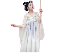 KUFEIUP Robe Hanfu traditionnelle chinoise ancienne pour femme - Dynastie Han - Costume de cosplay - Abricot et bleu clair - Taille S
