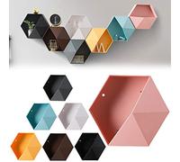 Kufoo Étagère murale hexagonale, décoration murale géométrique, gain de place, design mural pour salon, blanche, Kufoo3tq09zsd5n-10104612