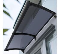 kufu01 Auvent de Porte et Fenêtres,Marquise de Porte en Polycarbonate avec Cadre en Aluminium,Résistance Aux Chocs 300 Kg,Résistante Toit Abri Contre la Pluie et UV,5 Couleurs (55x250cm/22 x98,Gray)