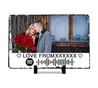 Kufutee Ardoise vierge par sublimation - Personnalisable - Avec support de présentation - Cadre photo commémoratif pour les amoureux (rectangulaire - 20 x 30 cm)