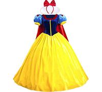 KUFV Costume de princesse pour femme - Costume de princesse Blanche-Neige avec bandeau - Jaune - XS