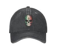 KUGEUII Casquette de Baseball en Denim avec Drapeau Mexicain et tête de Mort Chapeau de Camionneur imprimé Patriotique Casquette de Baseball de Skate esthétique de Printemps