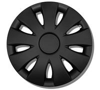Kuglo Aura 4 enjoliveurs 14 Pouces Noir Mat pour Jantes Acier | ABS robuste, anneau métallique et montage sans outil pour jantes acier