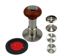 KuGuo The Force Tamper Impact automatique Pression constante réglable et nivellement automatique Tamper à café Méduse brun rougeâtre Manche en bois Set (Ensemble Duo-Distribute, 58.50mm)