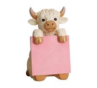 Kuh Haftnotizspender - Harz Notizzettel Halter | Schreibtisch Organizer | Lustiger Klebezettel Spender Für Büro & Home Office, Inklusive 100 Blatt Haftnotizen 7,6cm, Kuh Deko Figur, 13,5cm Hoch