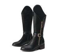 KUHAOFEU Bottes Hautes à Talon carré Mode Femme Fermeture éclair Bottes d'hiver Hautes,Noir,40 EU