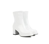 KUHAOFEU Femmes Bottes à Talons Hauts en Cuir Chelsea Bottines Chaudes Bottillons Chaussures d'hiver en Plein Air,Blanc,37 EU