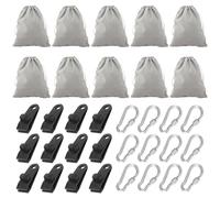 KUHAWL Lot de 10 sacs de poids pour tonnelle, rideaux en plein air, poids de nappe avec 12 mousquetons, 12 clips, poids pour tonnelle, nappes pour famille, fête, camping, mariage