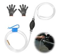 KUHAWL Pompe à essence à siphon, pompe de transvasement de 8 mm avec tuyau de 2 m avec collier de serrage, pompe manuelle universelle portable pour gaz, huile, essence, diesel, carburant, liquide