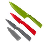 KUHN RIKON 3-Piece Culinary Knife Set, Multicolour, Stainless Steel, Green, Red & Dark Grey
