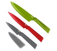 KUHN RIKON 3-Piece Professional Knife Set, Multicolour, Green, Red & Grey