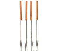 Kuhn Rikon 32099 Fourchette Fondue au Fromage/Viande Acier Inoxydable Argent/Marron 25,5 x 1,5 x 1,5 cm 4 Pièces