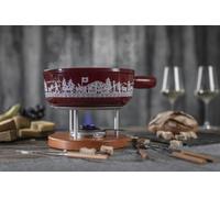KUHN RIKON 32276 Cheese Fondue Set Induction Cast Iron Red Alpine Willow 24 cm